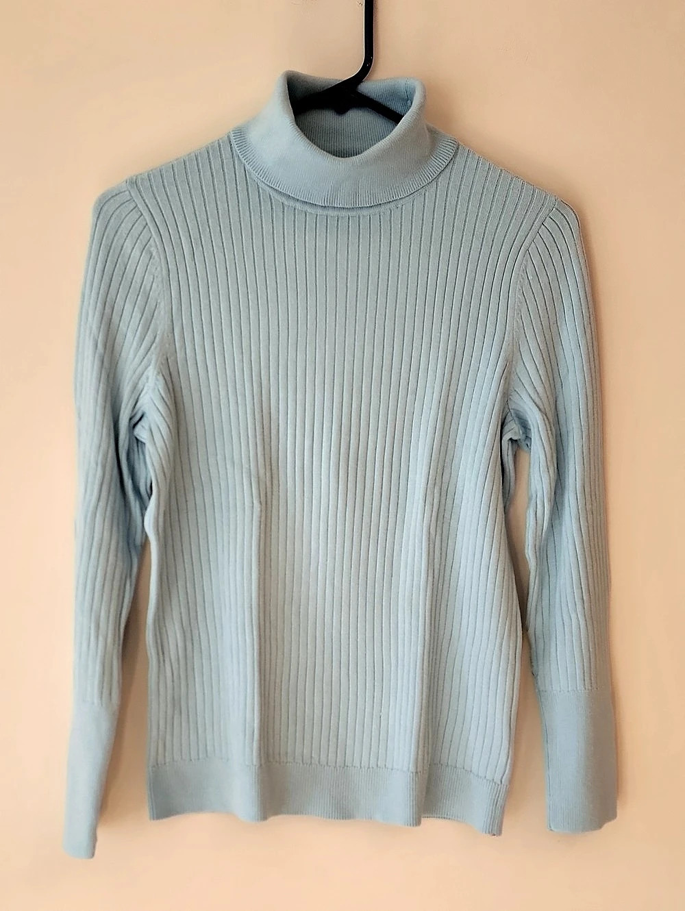 Talbots Blue Button-Cuff Ribbed Turtleneck Sweater -Size Mp